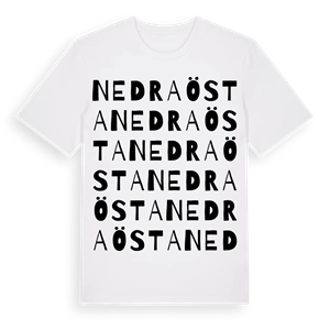 Nedra Östa ordlek t-shirt – ekologisk bomull t-shirt från Pinshirt