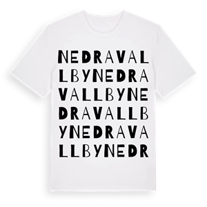 Nedra Vallby ordlek t-shirt – ekologisk bomull t-shirt från Pinshirt