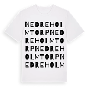 Nedre Holmtorp ordlek t-shirt – ekologisk bomull t-shirt från Pinshirt