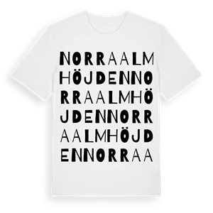 Norra Almhöjden ordlek t-shirt – ekologisk bomull t-shirt från Pinshirt