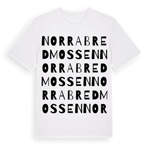 Norra Bredmossen ordlek t-shirt – ekologisk bomull t-shirt från Pinshirt
