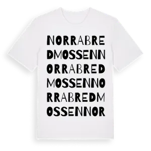 Norra Bredmossen ordlek t-shirt – ekologisk bomull t-shirt från Pinshirt