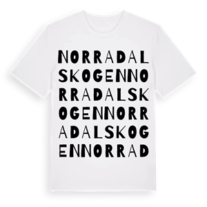 Norra Dalskogen ordlek t-shirt – ekologisk bomull t-shirt från Pinshirt