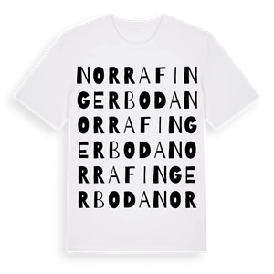 Norra Fingerboda ordlek t-shirt – ekologisk bomull t-shirt från Pinshirt