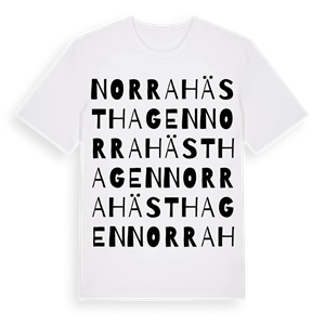 Norra Hästhagen ordlek t-shirt – ekologisk bomull t-shirt från Pinshirt