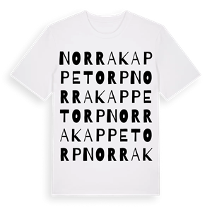 Norra Kappetorp ordlek t-shirt – ekologisk bomull t-shirt från Pinshirt