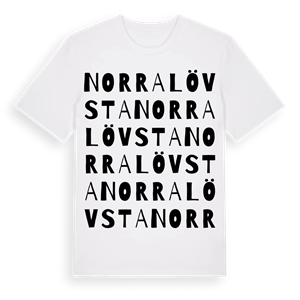 Norra Lövsta ordlek t-shirt – ekologisk bomull t-shirt från Pinshirt