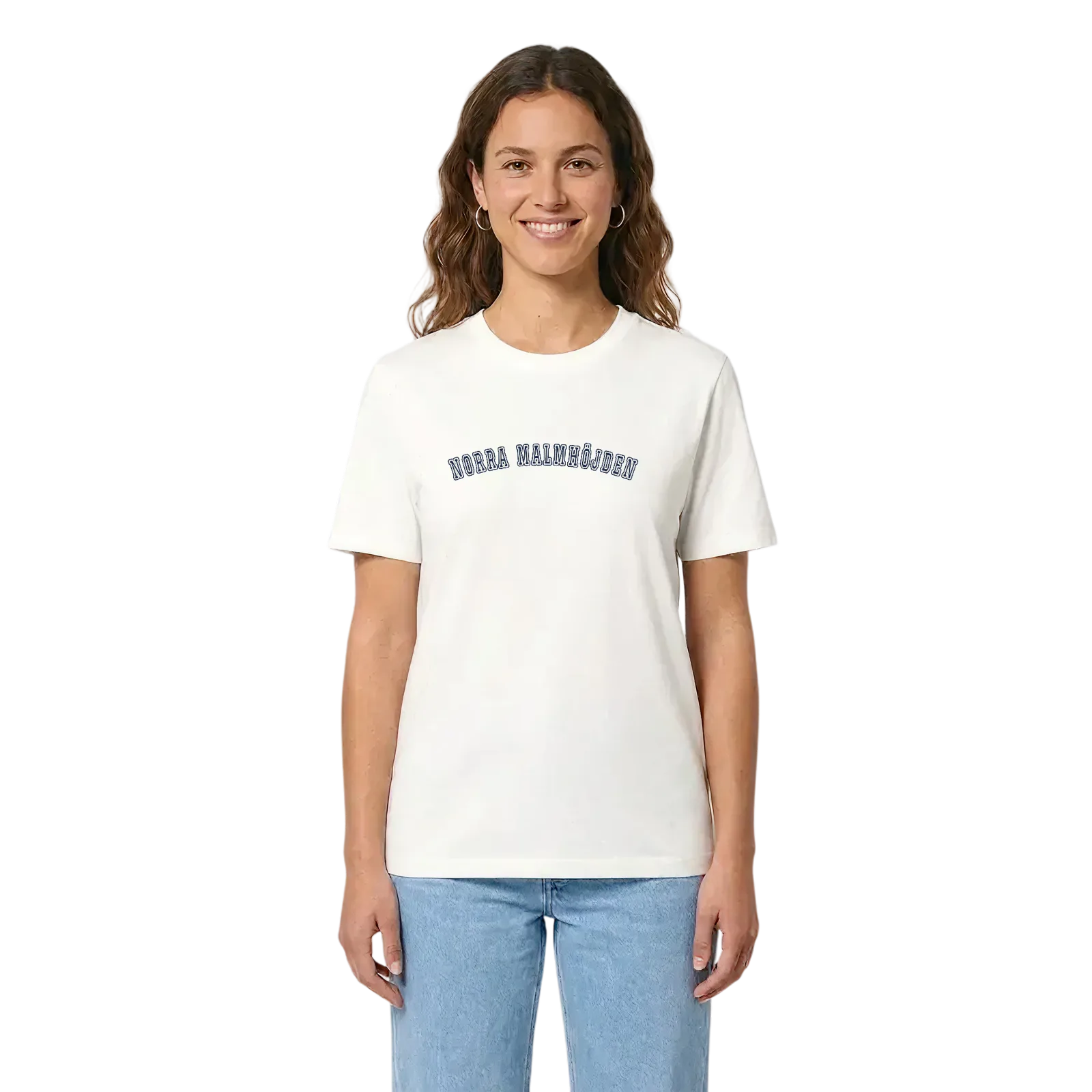 Norra Malmhöjden college t-shirt – White, i miljö