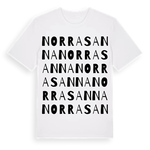 Norra Sanna ordlek t-shirt – ekologisk bomull t-shirt från Pinshirt