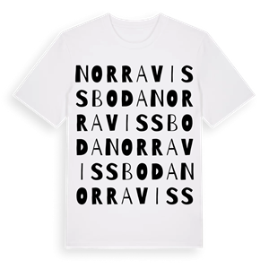 Norra Vissboda ordlek t-shirt – ekologisk bomull t-shirt från Pinshirt