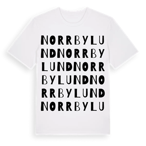 Norrbylund ordlek t-shirt – ekologisk bomull t-shirt från Pinshirt