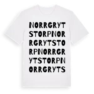 Norrgrytstorp ordlek t-shirt – ekologisk bomull t-shirt från Pinshirt