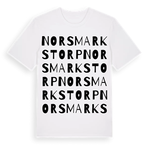 Norsmarkstorp ordlek t-shirt – ekologisk bomull t-shirt från Pinshirt