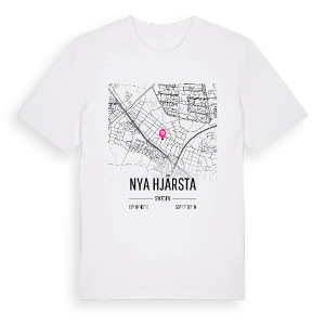Nya Hjärsta karta t-shirt – ekologisk bomull t-shirt från Pinshirt