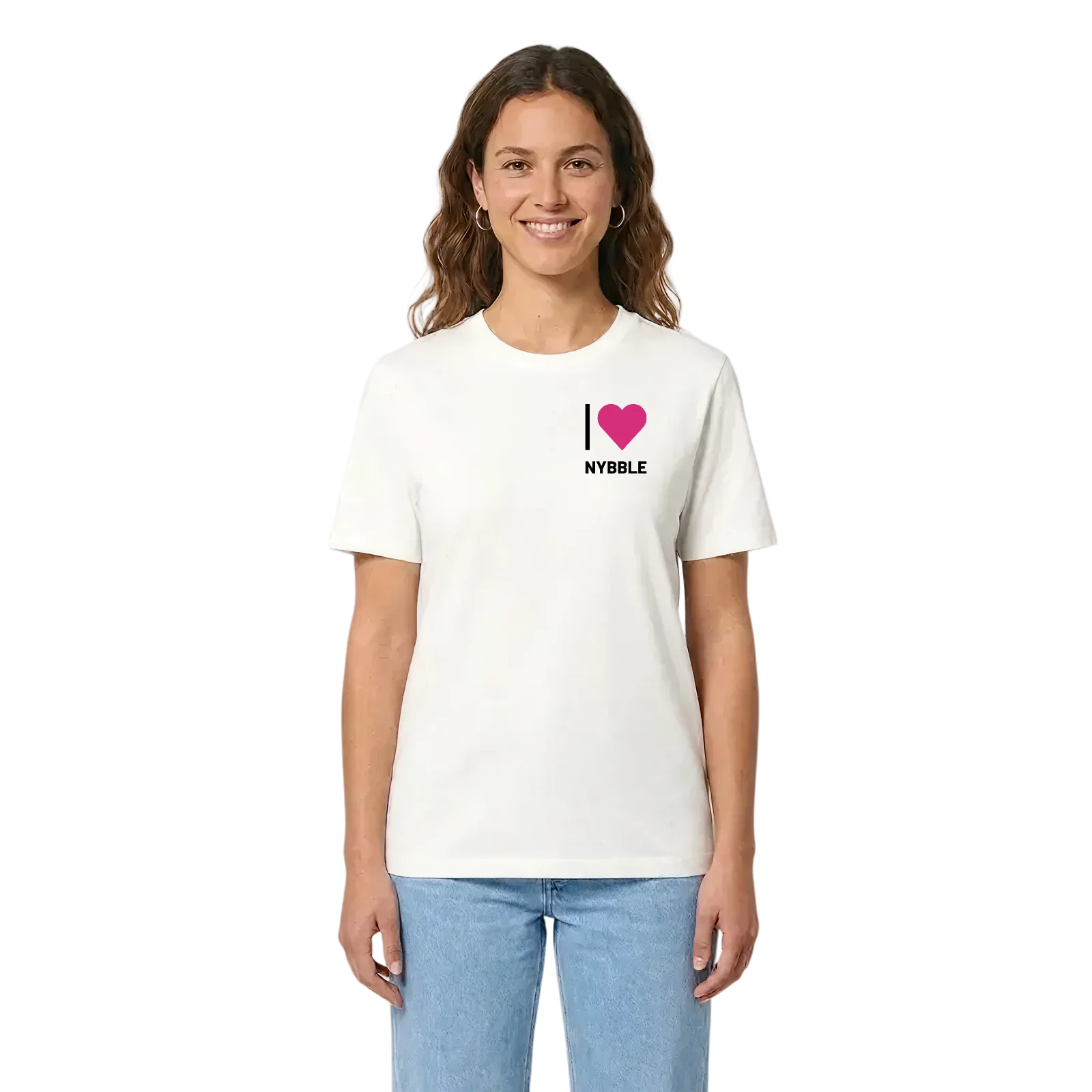 Jag älskar Nybble t-shirt litet tryck – White, i miljö