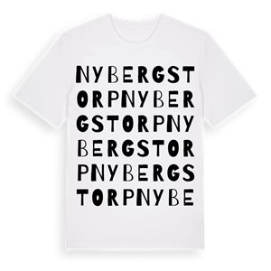 Nybergstorp ordlek t-shirt – ekologisk bomull t-shirt från Pinshirt