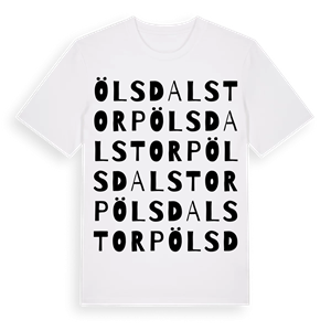 Ölsdalstorp ordlek t-shirt – ekologisk bomull t-shirt från Pinshirt