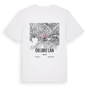 Örebro län karta t-shirt – ekologisk bomull t-shirt från Pinshirt