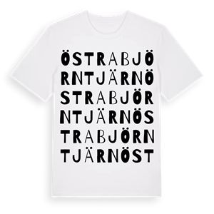 Östra Björntjärn ordlek t-shirt – ekologisk bomull t-shirt från Pinshirt