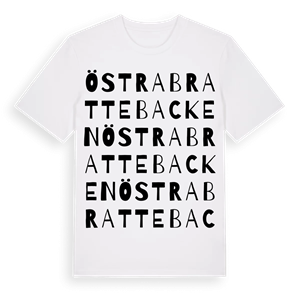 Östra Brattebacken ordlek t-shirt – ekologisk bomull t-shirt från PinShirt