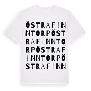 Östra Finntorp ordlek t-shirt – ekologisk bomull t-shirt från Pinshirt