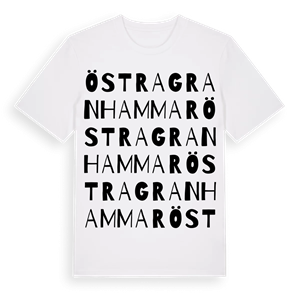 Östra Granhammar ordlek t-shirt – ekologisk bomull t-shirt från Pinshirt