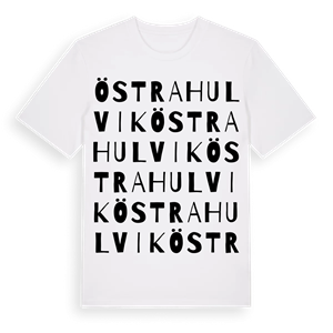 Östra Hulvik ordlek t-shirt – ekologisk bomull t-shirt från Pinshirt