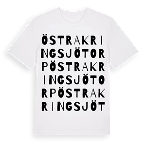 Östra Kringsjötorp ordlek t-shirt – ekologisk bomull t-shirt från Pinshirt