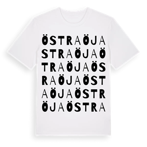 Östra Öja ordlek t-shirt – ekologisk bomull t-shirt från Pinshirt