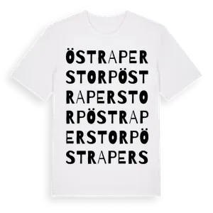 Östra Perstorp ordlek t-shirt – ekologisk bomull t-shirt från Pinshirt