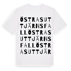 Östra Suttjärnsfall ordlek t-shirt – ekologisk bomull t-shirt från Pinshirt