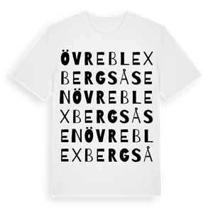 Övre Blexbergsåsen ordlek t-shirt – ekologisk bomull t-shirt från Pinshirt