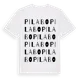 White t-shirt med Pilabo ordlek t-shirt