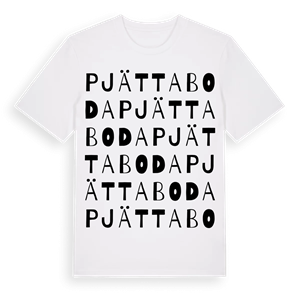 Pjättaboda ordlek t-shirt – ekologisk bomull t-shirt från Pinshirt