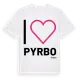 White t-shirt med Jag älskar Pyrbo t-shirt stort tryck