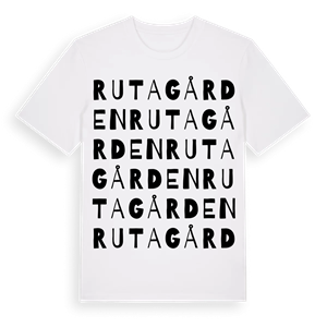 Rutagården ordlek t-shirt – ekologisk bomull t-shirt från Pinshirt