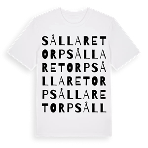 Sållaretorp ordlek t-shirt – ekologisk bomull t-shirt från Pinshirt