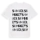 White t-shirt med Samuelsbygget ordlek t-shirt