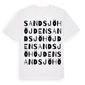 Sandsjöhöjden ordlek t-shirt – ekologisk bomull t-shirt från Pinshirt