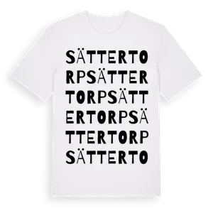 Sättertorp ordlek t-shirt – ekologisk bomull t-shirt från Pinshirt