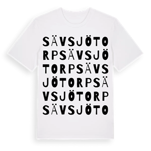 Sävsjötorp ordlek t-shirt – ekologisk bomull t-shirt från Pinshirt