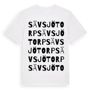 Sävsjötorp ordlek t-shirt – ekologisk bomull t-shirt från Pinshirt