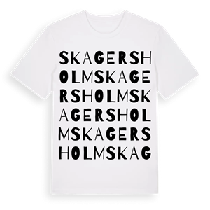 Skagersholm ordlek t-shirt – ekologisk bomull t-shirt från Pinshirt