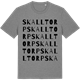 Mid Heather Gray t-shirt med Skalltorp ordlek t-shirt