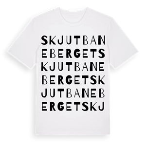 Skjutbaneberget ordlek t-shirt – ekologisk bomull t-shirt från Pinshirt
