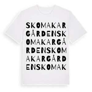 Skomakargården ordlek t-shirt – ekologisk bomull t-shirt från Pinshirt