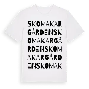 Skomakargården ordlek t-shirt – ekologisk bomull t-shirt från Pinshirt