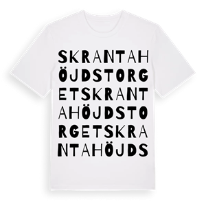 Skrantahöjdstorget ordlek t-shirt – ekologisk bomull t-shirt från Pinshirt