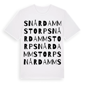 Snårdammstorp ordlek t-shirt – ekologisk bomull t-shirt från Pinshirt