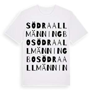 Södra Allmänningbo ordlek t-shirt – ekologisk bomull t-shirt från Pinshirt